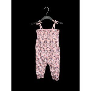 Isaac Mizrahi New York Baby Girls 12 Month Pink Floral Smocked Jumpsuit